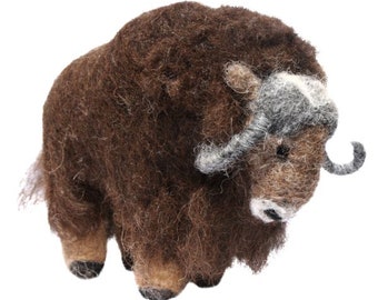 Needle Felted Musk Ox : Alpaca Sculpture Ornament Decor