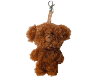 Wabi Bear Fur Charm for Bags Backpacks Desk Decor Made with Genuine Natural Non-Toxic Alpaca Fleece