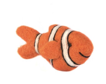 Nemo ClownFish: Felted Alpaca Miniature Figurine Sculpture