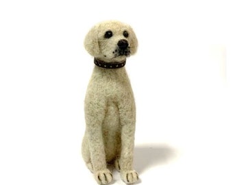 Labrador Retriever Dog: Felted Alpaca Sculpture-Yellow