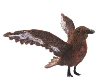 Needle Felted Bird: Skua Felted Sculpture with Hand Painted Alpaca Fiber