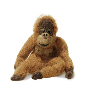 Needle Felted Orangutan: Alpaca Fiber Soft Sculpture