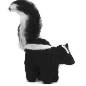Needle Felted Skunk Sculpture: Real Alpaca Fiber Miniature Figurine Ornament