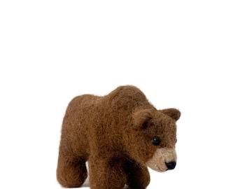 Needle Felted Grizzly Mountain Bear: Alpaca Fiber Ornament