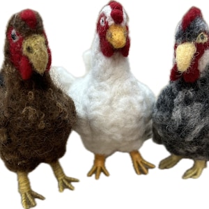Needle-Felted Chickens – Handmade Alpaca Fiber Ornaments