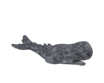 Needle Felted Sperm Whale: Handmade Alpaca Sculpture