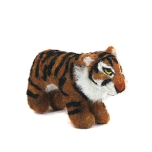 Needle Felted Tiger: Hand Made Sculpture Alpaca Ornament