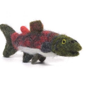Sockeye Salmon: Handmade Alpaca Ornament Figurine Miniature Fish Collector Sculpture