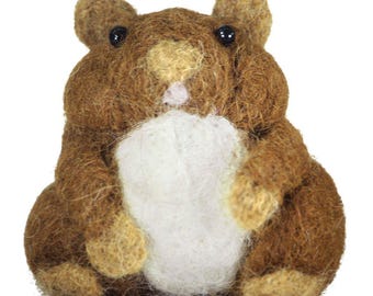 Botero-Inspired Hamster Alpaca Fiber Sculpture Ornament: Natural Handmade Decor