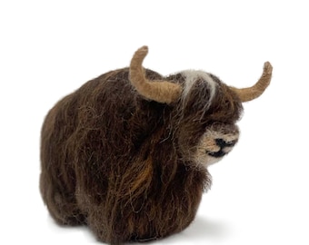 Felted Alpaca Yak Sculpture, Wildlife Art Ornament