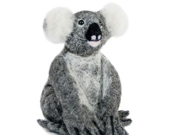 Needle Felted Koala: Alpaca Sculpture Ornament Decor