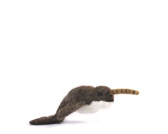 Narwhal Whale: Felted Alpaca Sculpture