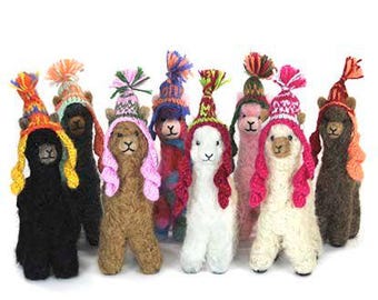 Felted Cria Huacaya Alpaca Miniature Decoration: Handmade Sculpture Ornament