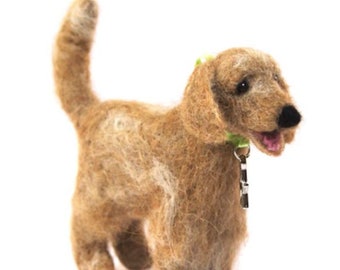Needle Felted Golden Retriever Dog Sculpture: Real Alpaca Fiber