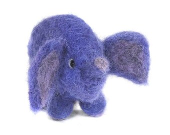 Botero Inspired Elephant Sculpture: Caricature Funny Purple Eli Elephant Created by Hand Using Alpaca Fiber