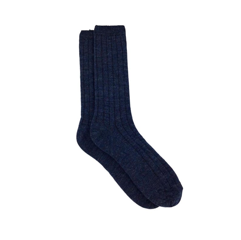 Classic True Rib Dress Socks—Denim 80% Baby Alpaca Yarn Made in North Carolina immagine 1