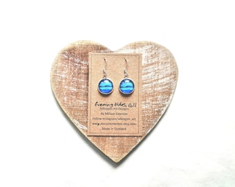 Evening tides earrings | island of Coll | handmade earrings | Scottish jewellery | seascape earrings | Miriam Emerton | Ailleagan Art