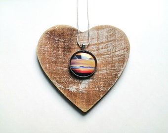 Luskentyre sunset pendant | handmade seascape pendant | Scottish jewellery | Miriam Emerton | Ailleagan Art