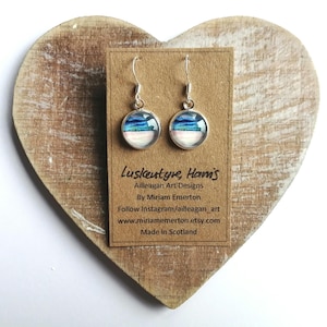 Luskentyre earrings | Scottish jewellery | seascape earrings | drop dangle earnings | island of Harris | Miriam Emerton | Ailleagan Art