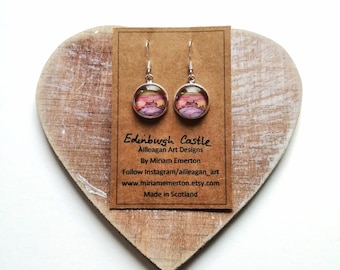 Edinburgh Castle print earrings | Edinburgh Skyline earrings |Scottish landscape Artist | Miriam Emerton | Scottish jewellery