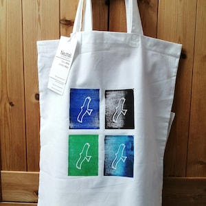 Rot Drachen Druck Tasche | 100% Bio-Baumwolle | fairtrade kurz und langhenkel taschen | Schottische Künstlerin | Ailleagan Kunst |