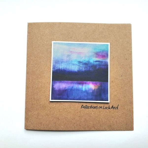 Loch Ard, Reflections card | handmade eco card | Scottish landscapes | artist made | Aillegan art | Miriam Emerton