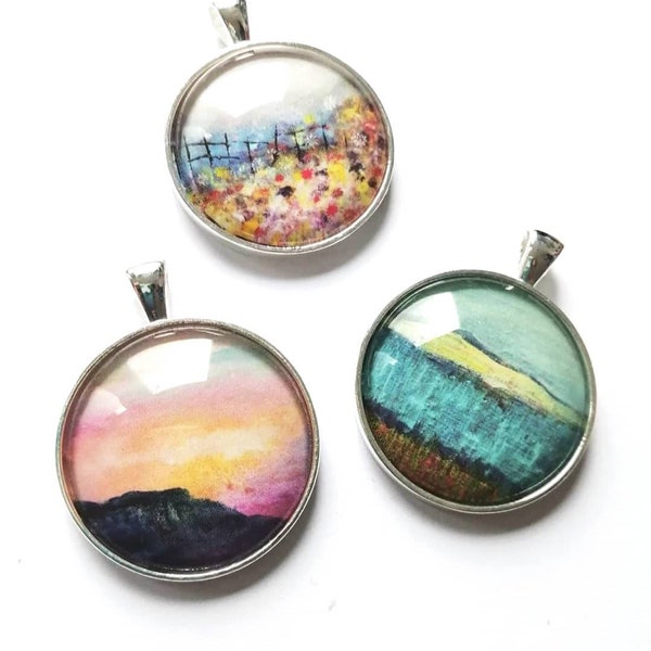 Custom order pendant | choose your own print design | 80+ designs to choose from | Scottish landscape & seascape jewellery | Ailleagan Art