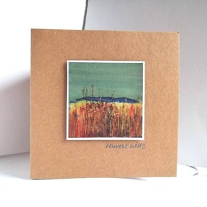 Tarjeta Harvest Hills / Stirlingshire / Tarjetas de felicitación de arte paisajístico escocés / tarjetas de felicitación coloridas / tarjetas ailleaganart / Miriam Emerton