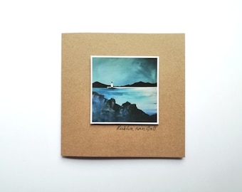 Lighthouse handmade card | Eco card | scottish lighthouses |  seascape | island of Iona | western isles | Ailleagan Art  | Scottish art