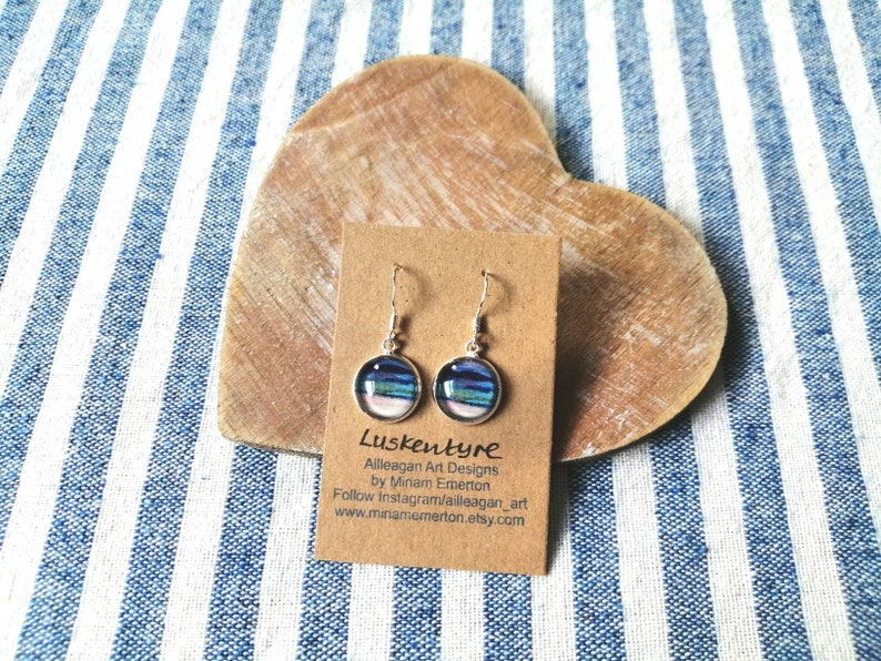 Luskentyre earrings Scottish jewellery seascape earrings drop dangle earnings island of Harris Miriam Emerton Ailleagan Art image 3