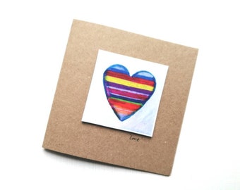 Rainbow heart card | printed card | love card | Miriam Emerton | Ailleagan Art | sending love |