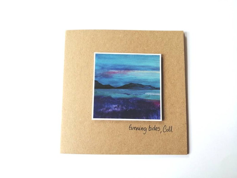 Evening tides card island of Coll handmade card Scottish seascape card peaceful scenes eco card Scottish artist Ailleagan Art image 1