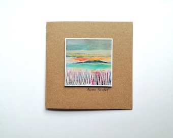 Arran sunset card | handmade Eco card | isle of Arran | Scottish seascape cards | Ailleagan Art | Scottish Art | Miriam Emerton