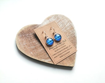 Seascape print earrings | 15mm silver plated hoops | seascape earrings | print earrings | Scottish artist | Ailleagan Art
