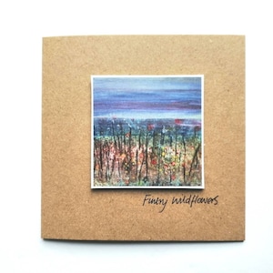 Biglietto d'auguri fatto a mano con fiori selvatici di Fintry / biglietti riciclati / paesaggio scozzese / artista scozzese / Miriam Emerton / Ailleagan Art / Fintry