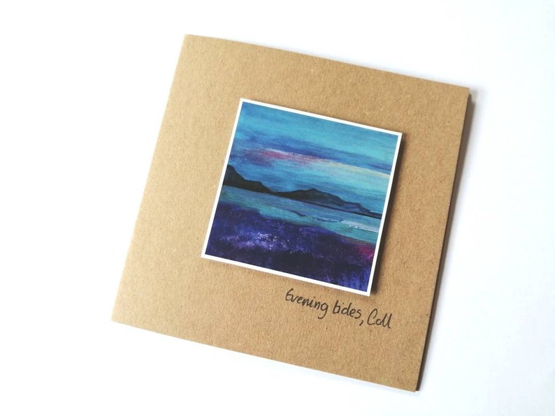 Evening tides card island of Coll handmade card Scottish seascape card peaceful scenes eco card Scottish artist Ailleagan Art image 2