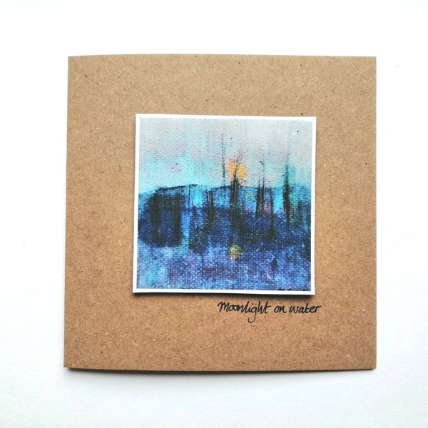Clair de lune sur l'eau | Carte Eco faite à la main | Paysages écossais | artiste paysagiste | Miriam Emerton | Art Ailleagan