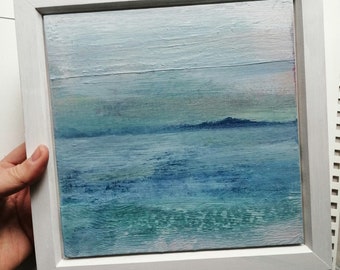 Emerging islands | Scottish seascape | original painting | Scottish landscape art | small painting | Miriam Emerton | Ailleagan Art