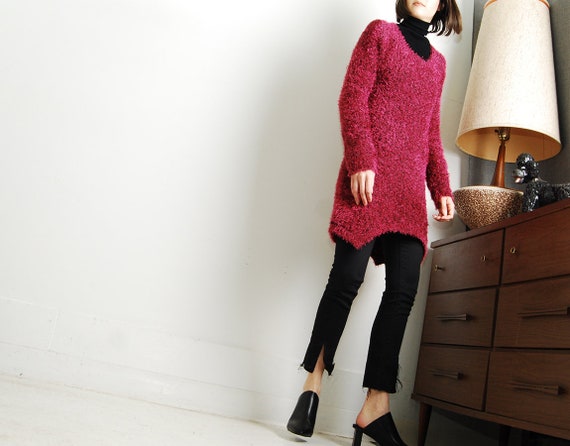 asymmetrical 90s sweater dress
