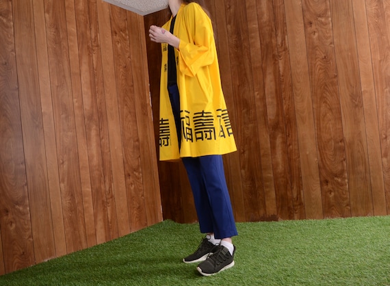 yellow + blk cotton kimono
