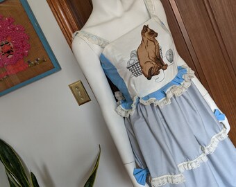 kitten + lace baby blue ruffle dress xs