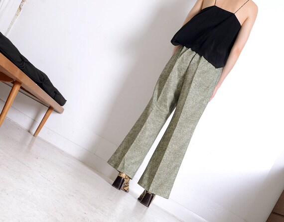 flared 70s moss green trousers xl - image 4