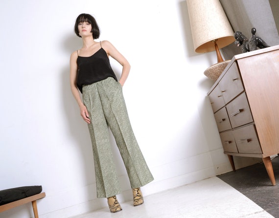 flared 70s moss green trousers xl - image 1