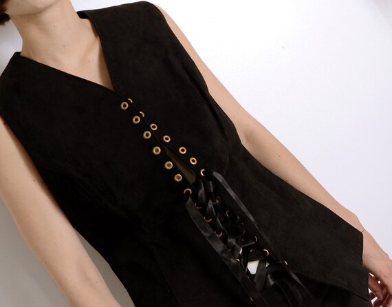 leather lace-up 90s corset