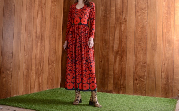poppy print 70s dress