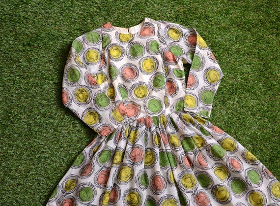 pink + green 50s polka dot dress