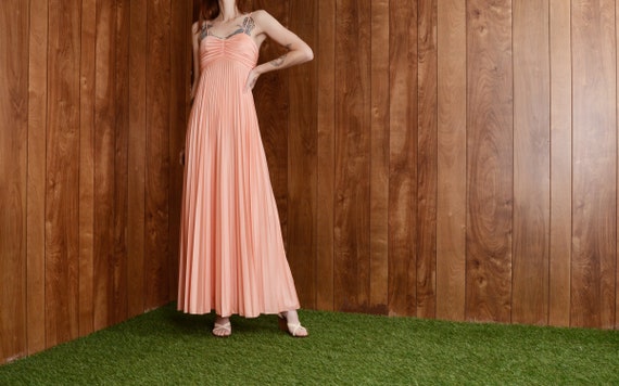 peach pleated maxi dress Warm Wishes Strapless Satin Pleated Maxi Dress Peach