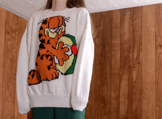 handknit garfield sweater