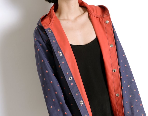 reversible strawberry 80s raincoat