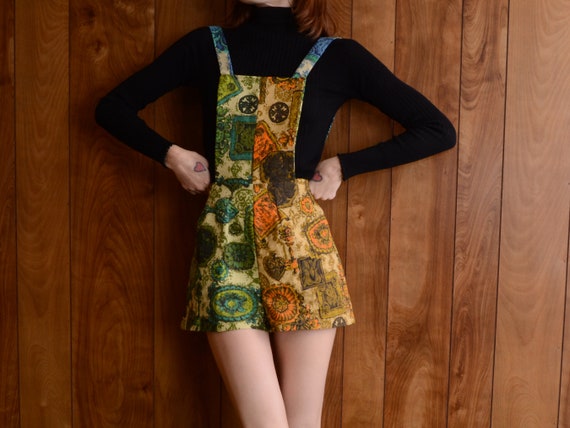 patchwork key print 60s romper - image 1